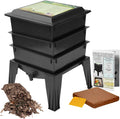 Worm Factory® Basic 3 Tray Black Worm Composter – US Made, Fully Assembled System for Home Food Waste Recycling – Includes Accessories for Odor-Free Vermicomposting – Durable, Space-Efficient Design.