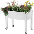Elevated Raised Garden Bed with Legs,Outdoor Large Resin Patio Planter Box Stand Divisible with Drain Plug,Water Monitor for Plants Vegetables Flowers Fruits(Ashen)