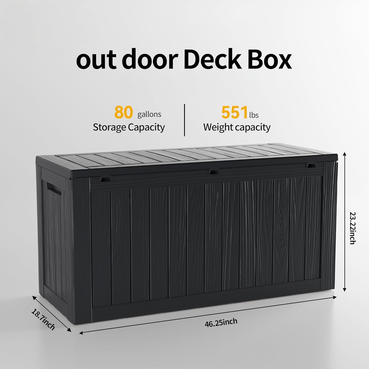 80 Gallon Outdoor Cushion Storage - Waterproof Deck Storage Box & Patio Storage Box, SpaceMax Resin Chest with Lock for Pool/Garden Tools, UV-Resistant, Onyx Black
