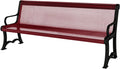 Coated Outdoor Furniture Heavy-Duty Outdoor Bench Thermoplastic Coated, Expanded Metal, Commercial-Grade Garden Bench, Made in America (Portable with Back, 4 Ft, Burgundy)