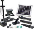 Solar Water Pump with Backup Battery and Fountain Lights for Birdbath, Fountain, Small Pond, Garden Decoration (Battery and Lights Included)