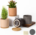 OMAYKEY 4 Inch Ceramic Plant Pot with Saucer, Multicolor Bright Glazed Planters Pots with Drainage Hole and Mesh Pads for Succulent, Indoor Flowers, Snake Plants, Cactus, Herbs, Set of 4