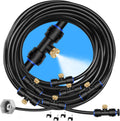 GOXAWEE Misting System, 59FT (18M) Misting Line + 20 Brass Mist Nozzles + Brass Adapter(3/4"), Misters for Outside Patio Cooling Outdoor Garden Greenhouse Trampoline for Waterpark