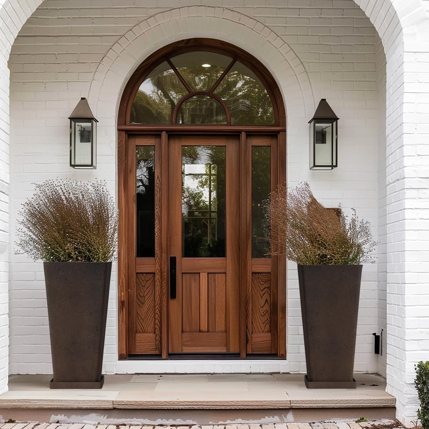 LA JOLIE MUSE 30 inch Tall Planters Set of 2, Indoor/Outdoor Rectangular Large V Shaped Taper Planters for Front Door