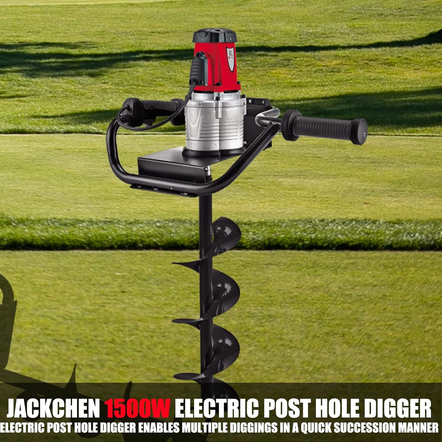 JACKCHEN 6-Inch & 4-inch Electric Post-Hole Digger with Storage Bag, Earth Auger Drill, Auger Bit Earth Auger with Carry Bag, Ideal for Post Hole Digging, Drilling, Tree Planting