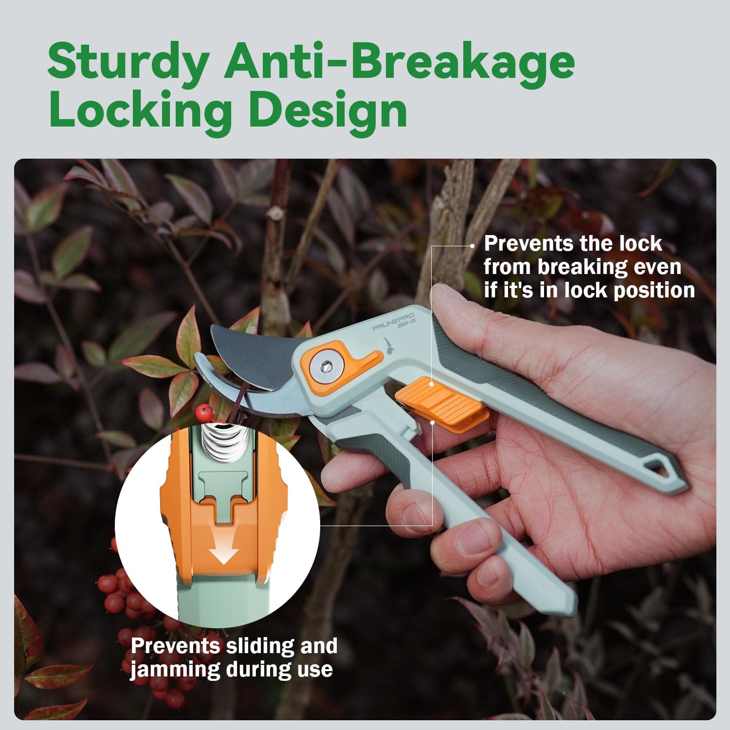 PrunePro Pruning Shears for Gardening Professional Bypass Hand Pruner Up to 1 Inch Cut Capacity Sharp Stainless Steel Blade Garden Scissors Plant Flower Garden Clipper 1 Pack