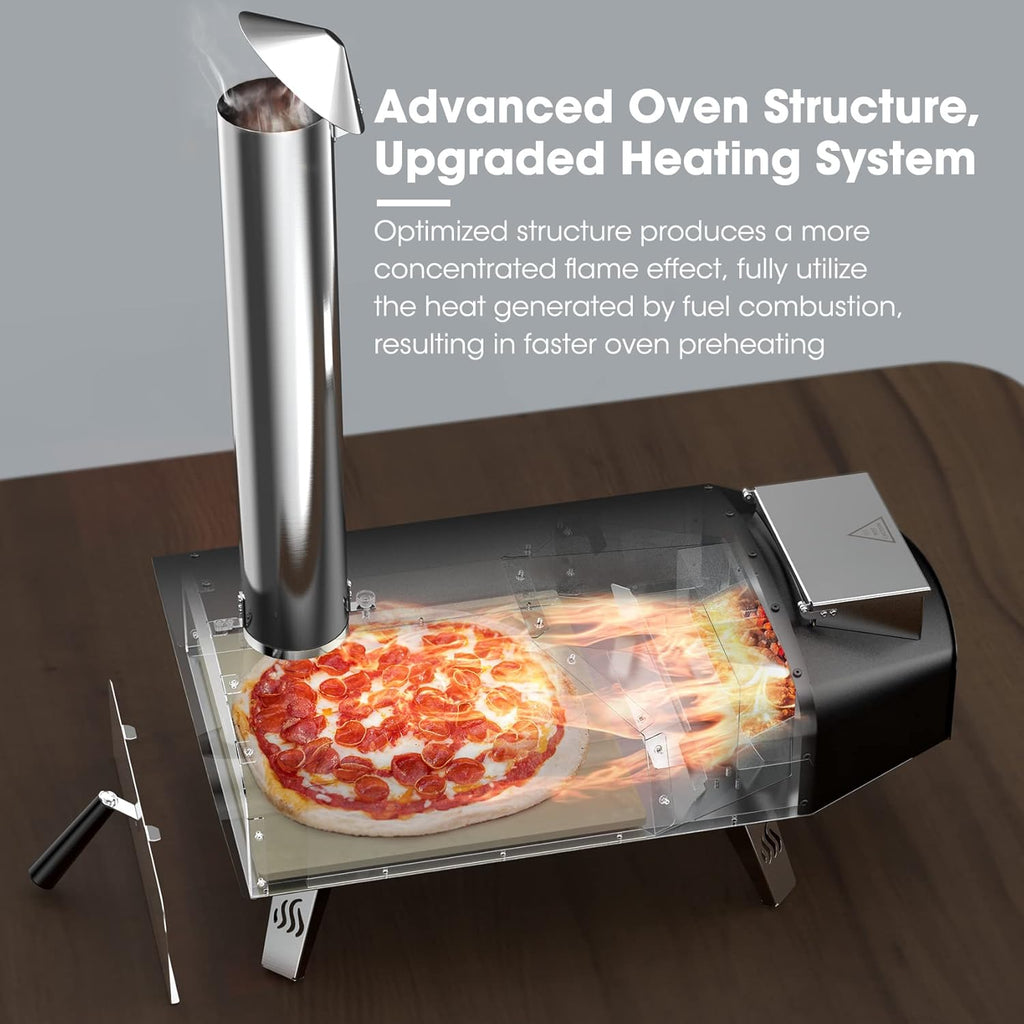 Outdoor Pizza Oven Wood Pellet 12" Pizza Ovens with Pizza Stone and Pizza Peel, Portable Wood-Fired Pizza Oven Pizza Stove for Backyard and Outside (Classic W-Oven Series)