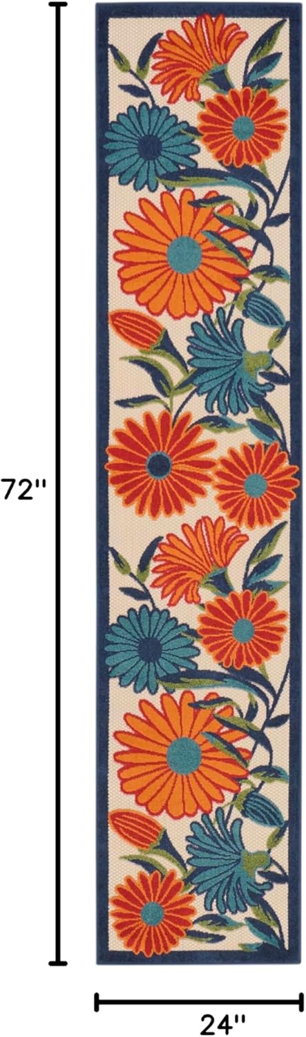 Nourison Home Aloha 6' Runner Multicolor Fabric Contemporary Area Rug (6' Runner)