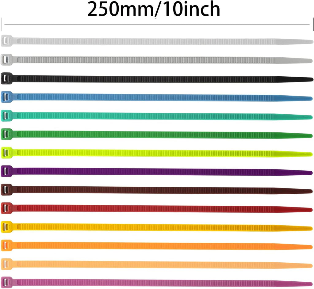 XINGO 100PCS Cable Zip Ties Heavy Duty, Premium Nylon Plastic Wire Ties with 50 Pounds Tensile Strength, Self-Locking Black Nylon Zip Ties for Indoor and Outdoor (10 inch, White)