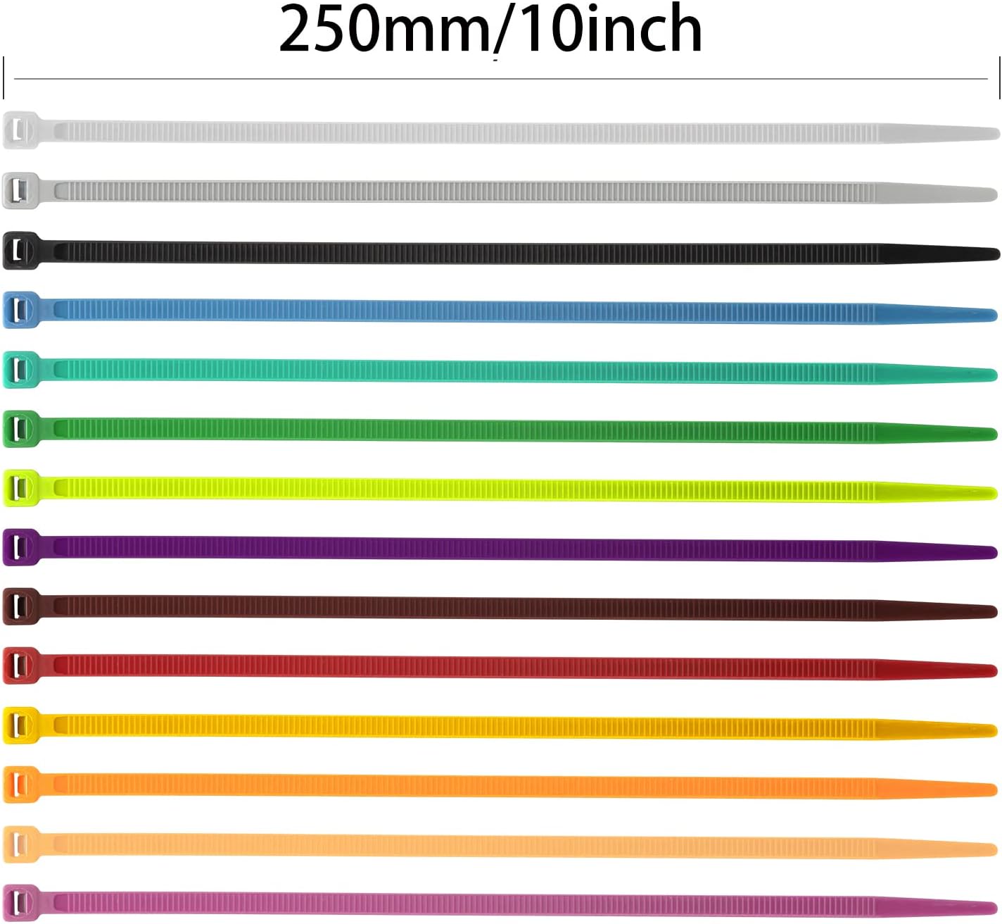 XINGO 100PCS Cable Zip Ties Heavy Duty, Premium Nylon Plastic Wire Ties with 50 Pounds Tensile Strength, Self-Locking Black Nylon Zip Ties for Indoor and Outdoor (10 inch, White)