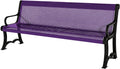 Coated Outdoor Furniture Heavy-Duty Outdoor Bench Thermoplastic Coated, Punched Steel, Commercial-Grade Garden Bench, Made in America (Portable with Back, 4 Ft, Purple)
