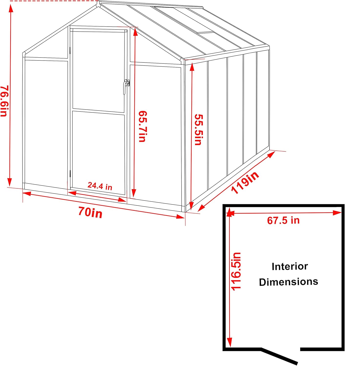 6' x10' Double-Wall Polycarbonate Aluminum Greenhouse Kit for Outdoor, Walk-in Greenhouse with Lockable Door and Adjustable Roof Vent, Backyard Garden in Winter, White