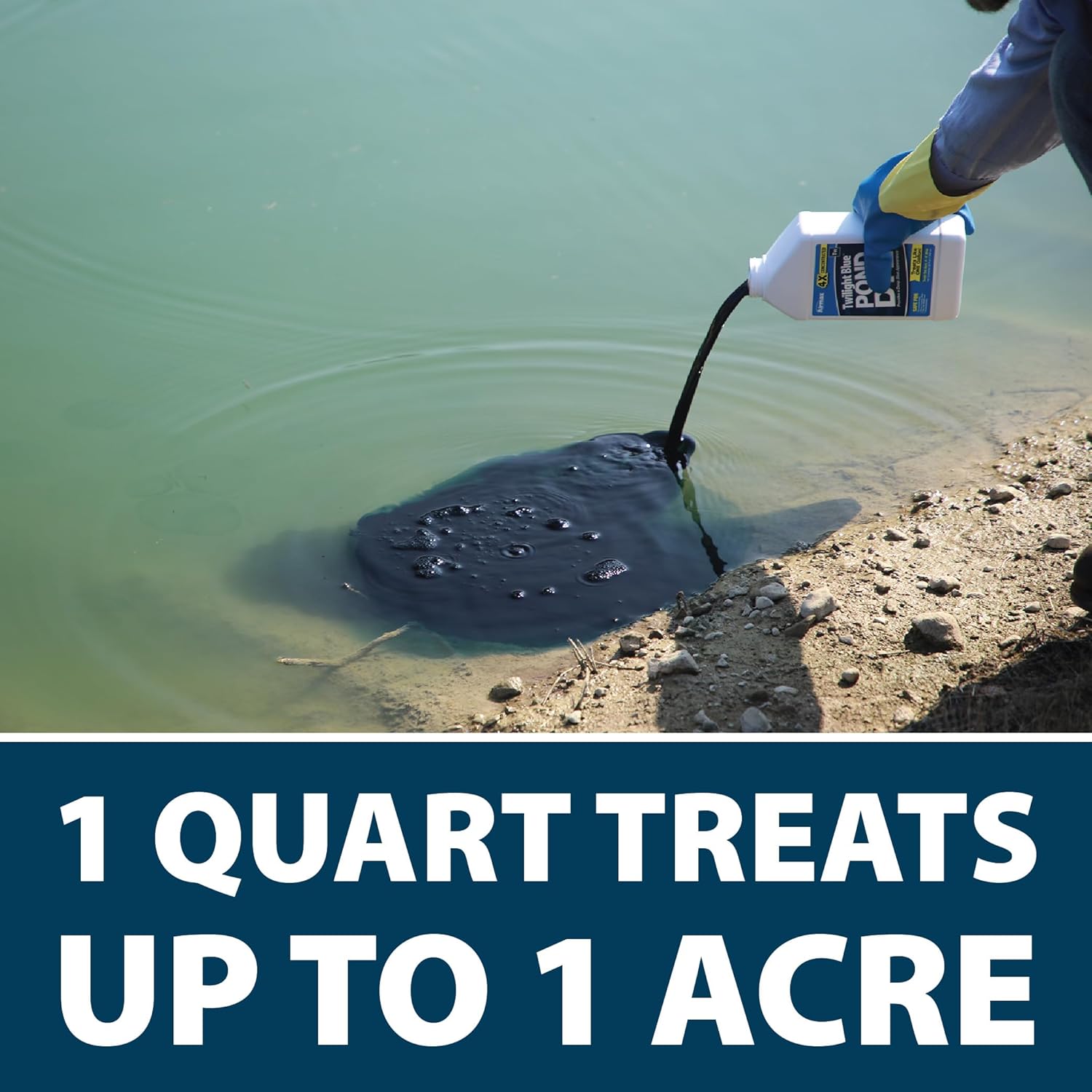 Airmax Twilight Blue Pond Dye 4X Concentrate for Outdoor Ponds & Lakes, Natural Pond Colorant & Beauty Enhancer, Block Ultraviolet Rays, Fish, Bird & Livestock Safe, Easy Liquid Application,1 Quart