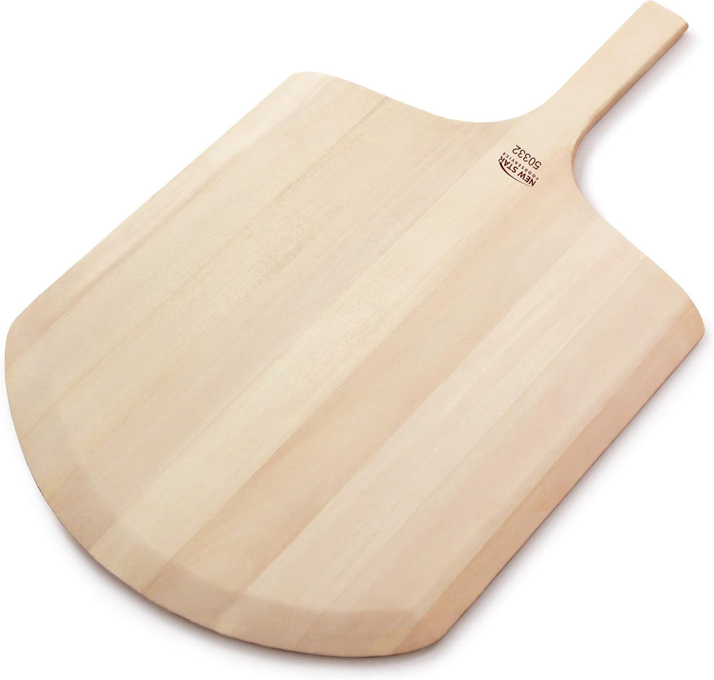New Star Foodservice 50332 Restaurant-Grade Wooden Pizza Peel, 18" L x 16" W Plate, with 8" L Wooden Handle, 26" Overall Length