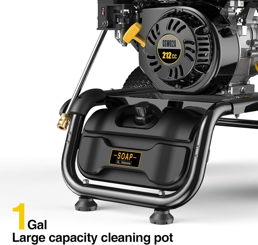 BLUBERY 3500 PSI Gas Pressure Washer, 2.6 GPM Heavy Duty High Power Washer, 30Ft Pressure Hose&Soap Tank,5 Pressure Nozzles,Black