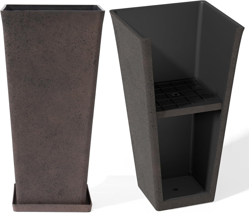 LA JOLIE MUSE 30 inch Tall Planters Set of 2, Indoor/Outdoor Rectangular Large V Shaped Taper Planters for Front Door