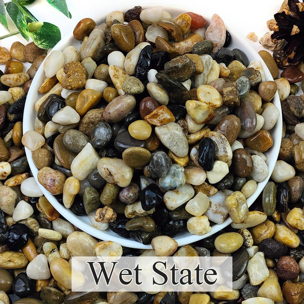 20lbs Natural River Rocks for Plants, 3/8" Aquarium Gravel Decorative Polished Mixed Pebbles for Fish Tank, Gardening, Flower Pots, Vase Fillers, Indoor Water Fountains, Landscaping