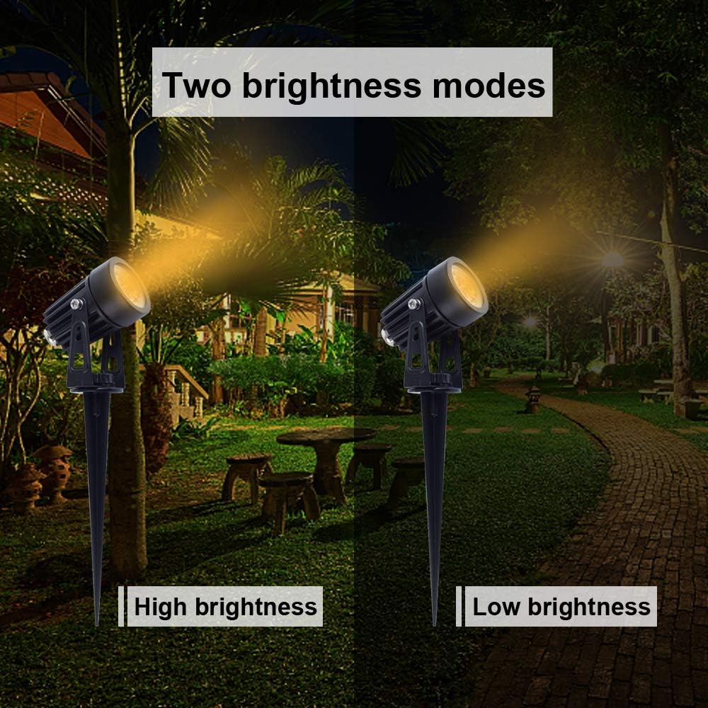 APONUO Metal Outdoor Solar Landscape Lights, Waterproof Spotlight 6-in-1 for Yard Landscape Lighting, Auto On/Off for Pathway, Driveway, Patio (Warm White)