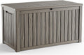 150 Gallon Outdoor Deck Box,Storage Lockable Waterproof Patio Furniture,Garden Tools,Cushions,Pool Accessories Outside Storage Resin Box(Grey)