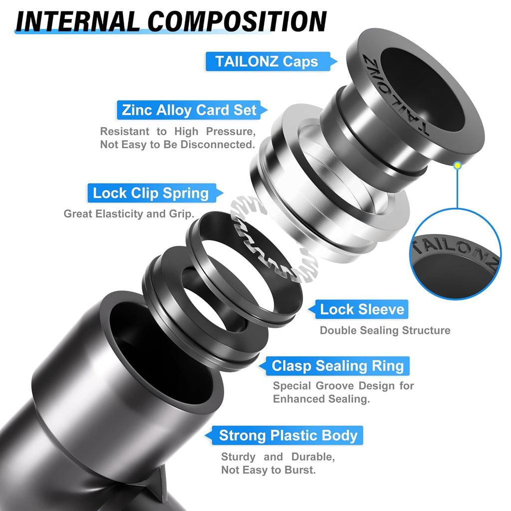 TAILONZ PNEUMATIC Elbow and Straight Combination 3/8 Inch Tube OD x 1/4 Inch NPT Thread Push to Connect Fittings PC-3/8-N2+PL-3/8-N2(Pack of 4)