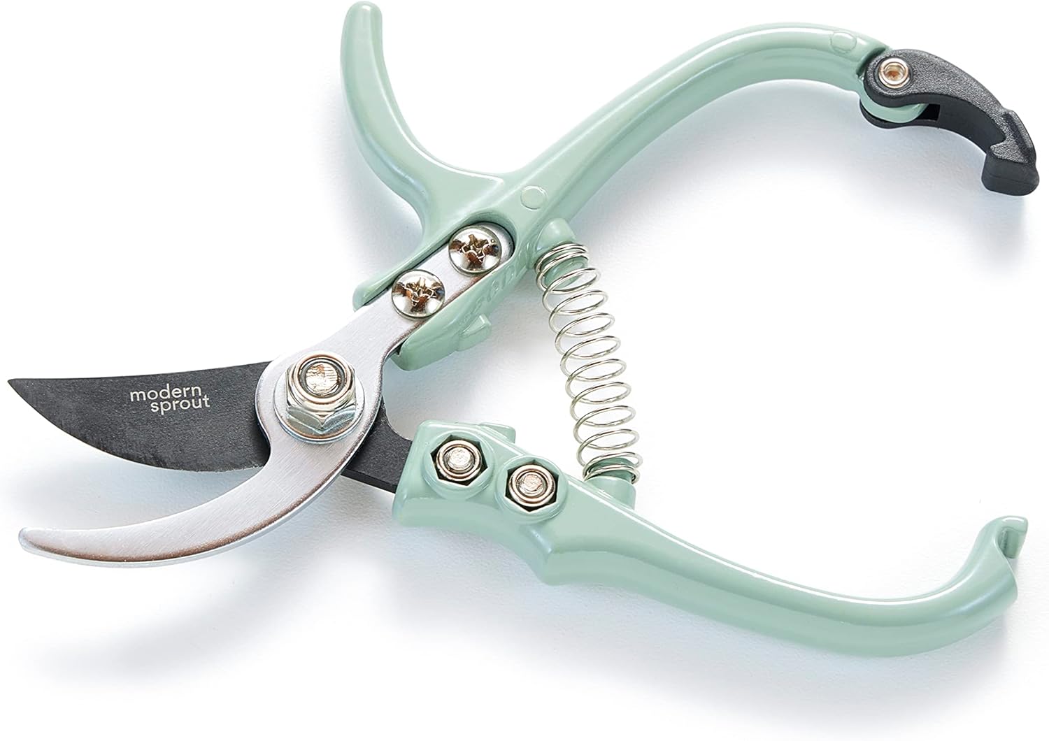 Modern Sprout Hand Pruners - Lightweight Pruning Shears W/Easy Lock- Gardening Scissors - Bypass Sharp Carbon Steel Blade - Rust Resistant - Garden Tools - Reusable Holster - Green