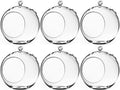 WGV Hanging Terrarium Globe, Width 8", Height 9", DIY Air Succulent Planter, Clear Glass Vase Orb with Flat Bottom, Candle Holder for Windowsill Outdoor Garden Decor, 6 Pieces Bulk