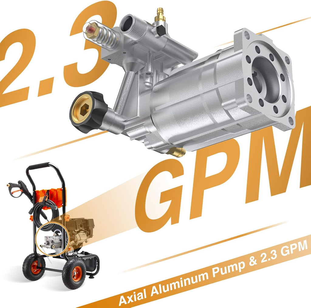 3500PSI Gas Pressure Washer, 2.3GPM Gas Powered High Pressure Washer with 209CC Engine, 4 Adjustable Nozzles, 25 ft High Pressure Hose for Cleaning Walls, Terraces, Vehicles, Gardens (Orange)