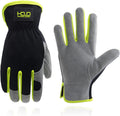 HANDLANDY Leather Work Gloves for Men & Women, Reinforced Durable Garden Gloves, Cowhide Working Glove for Gardening