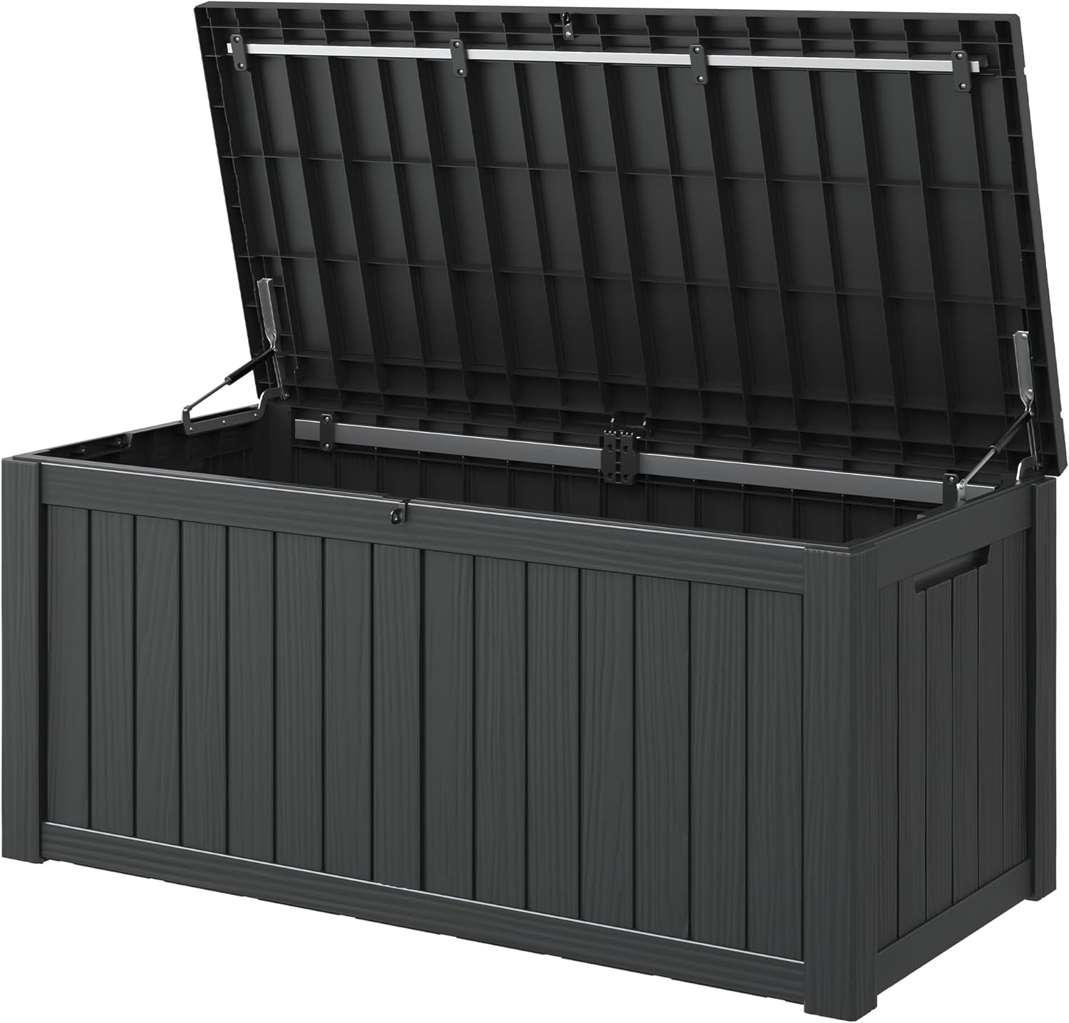 NUNU LAB Outdoor Storage Box,120 Gallon Deck Box,Resin Waterproof Outside Storage Bench,Outdoor Storage Cabinet With Lockable Lid,Backyard Deck Box For Garden Tools,Patio Cushions,Pool Accessories