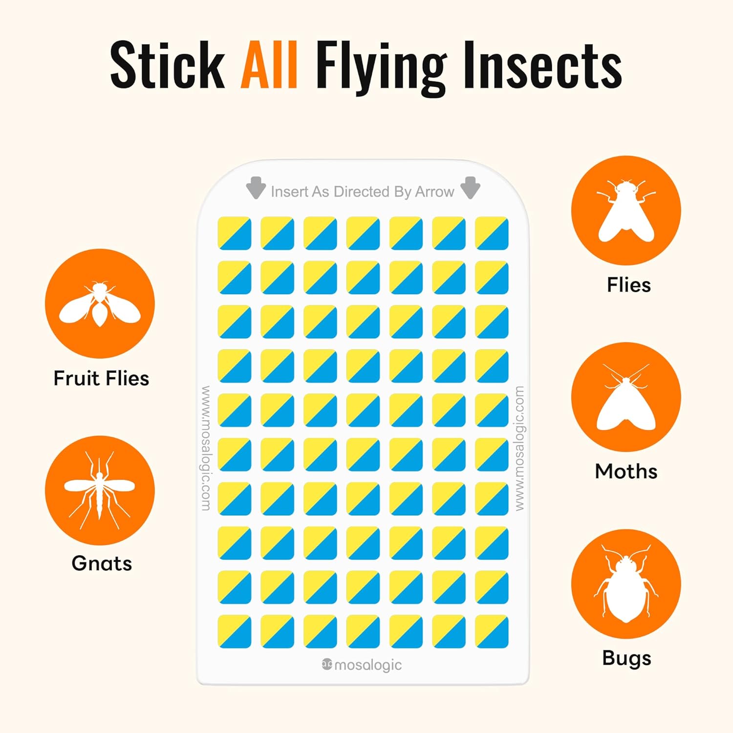 Mosalogic Sticky Card Plug Refill Replacement Glue Cards for Flying Insect Trap Indoor-10pack (No Device)