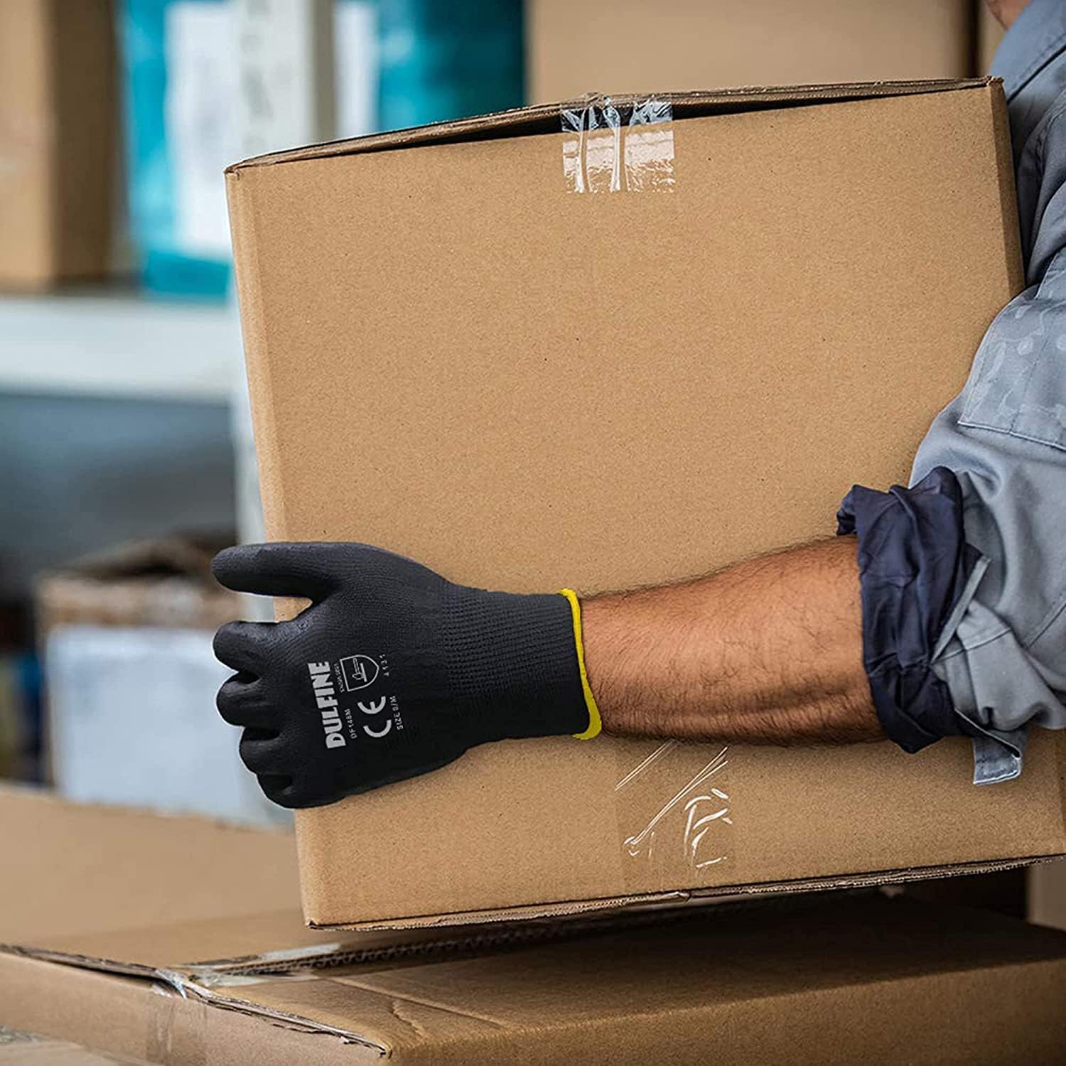 DULFINE Ultra-Thin PU Coated Work Gloves-60 Pairs,Excellent Grip,Nylon Shell Black Polyurethane Coated Safety Work Gloves, Knit Wrist Cuff,Ideal for Light Duty Work. (Extra Large)