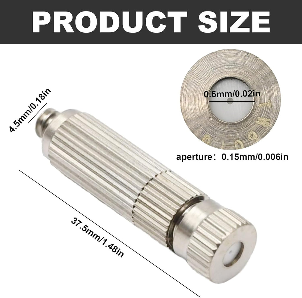 10 Pcs Stainless Steel Misting Nozzles For Outdoor Cooling Misting System, High Pressure Anti Drip Cleanable, 3/16" Thread (0.6mm)