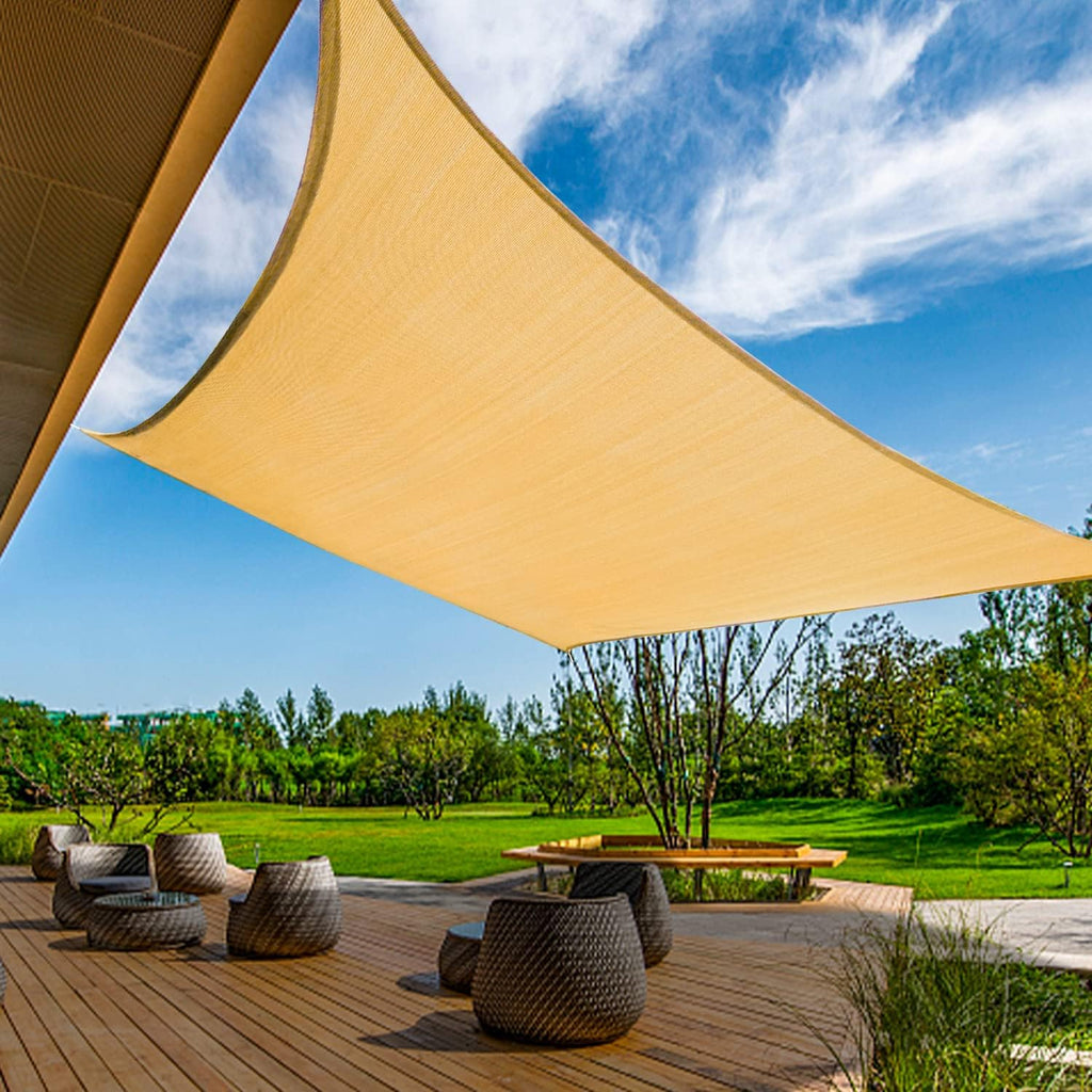 KANAGAWA 18'X24' Sand Custom Size Sun Shade Sail Rectangle UV Block Canopy Cover for Patio Backyard Lawn Garden Outdoor (Customized Available)