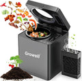 Growell Electric Composter for Kitchen, 2.5L Indoor Countertop Compost Bin Kitchen with LED Display, Visible Window & Carbon Filter, Auto-Clean, 4H/6H Fast Processing, Odorless Food Compost Machine