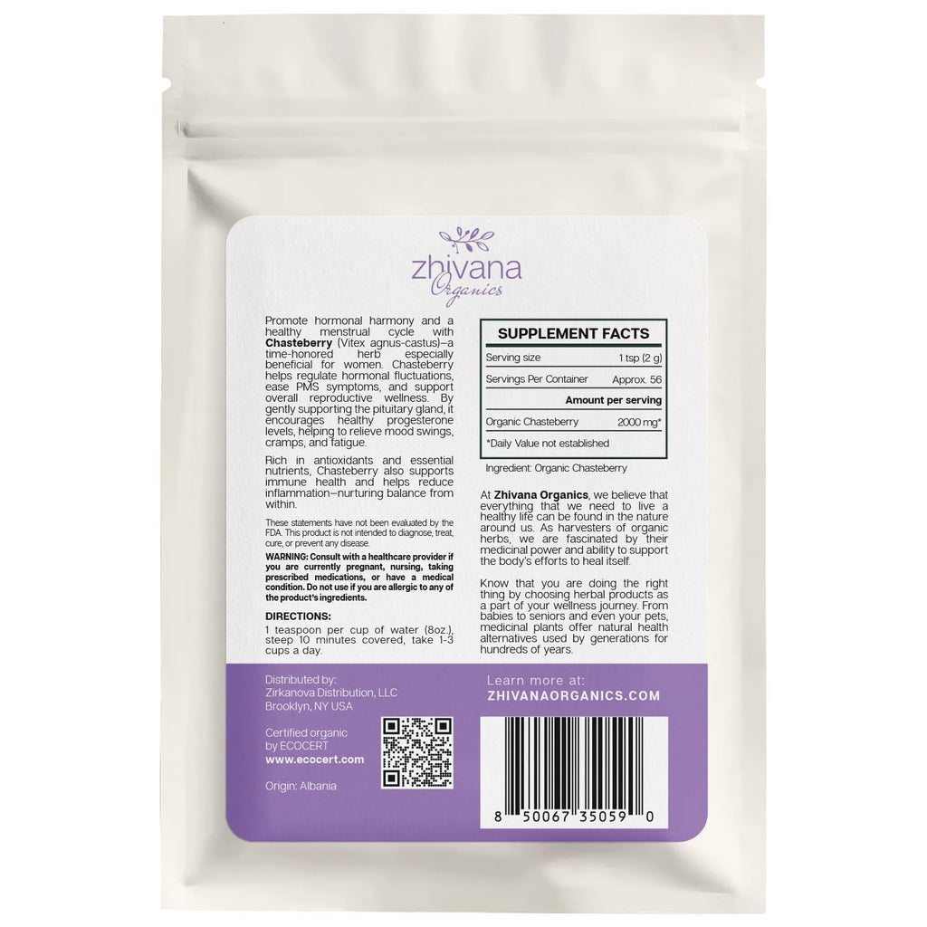 Organic Chasteberry Tea (4 oz.) – Whole Dried Berries for Infusion, Tinctures & Herbal Crafts – Edible Grade - Vitex agnus-castus