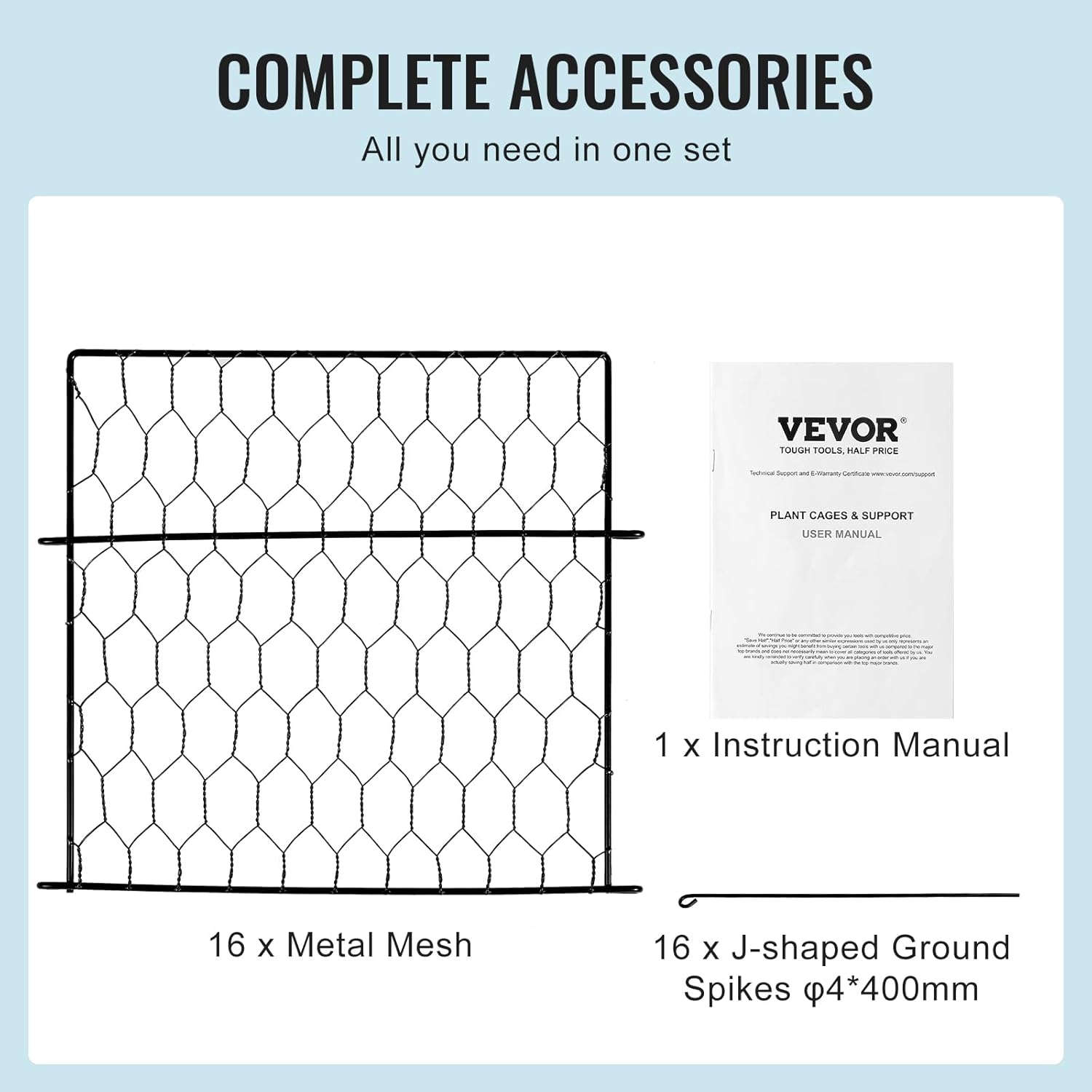 VEVOR 4 Pack Plant Protectors from Animals, 13.4'' x 13.4'' Chicken Wire Plant Protector, Plant Cages for Outdoor Plants, Flowers & Vegetables, Keeps Bunny Chicken Squirrels Out, 16pcs Metal Mesh