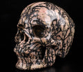 Skullis 5.0" Pink Rhodonite Super Crystal Skull, Hand Carved Gemstone Fine Art Sculpture, Reiki Healing Stone Statue.411 Z8