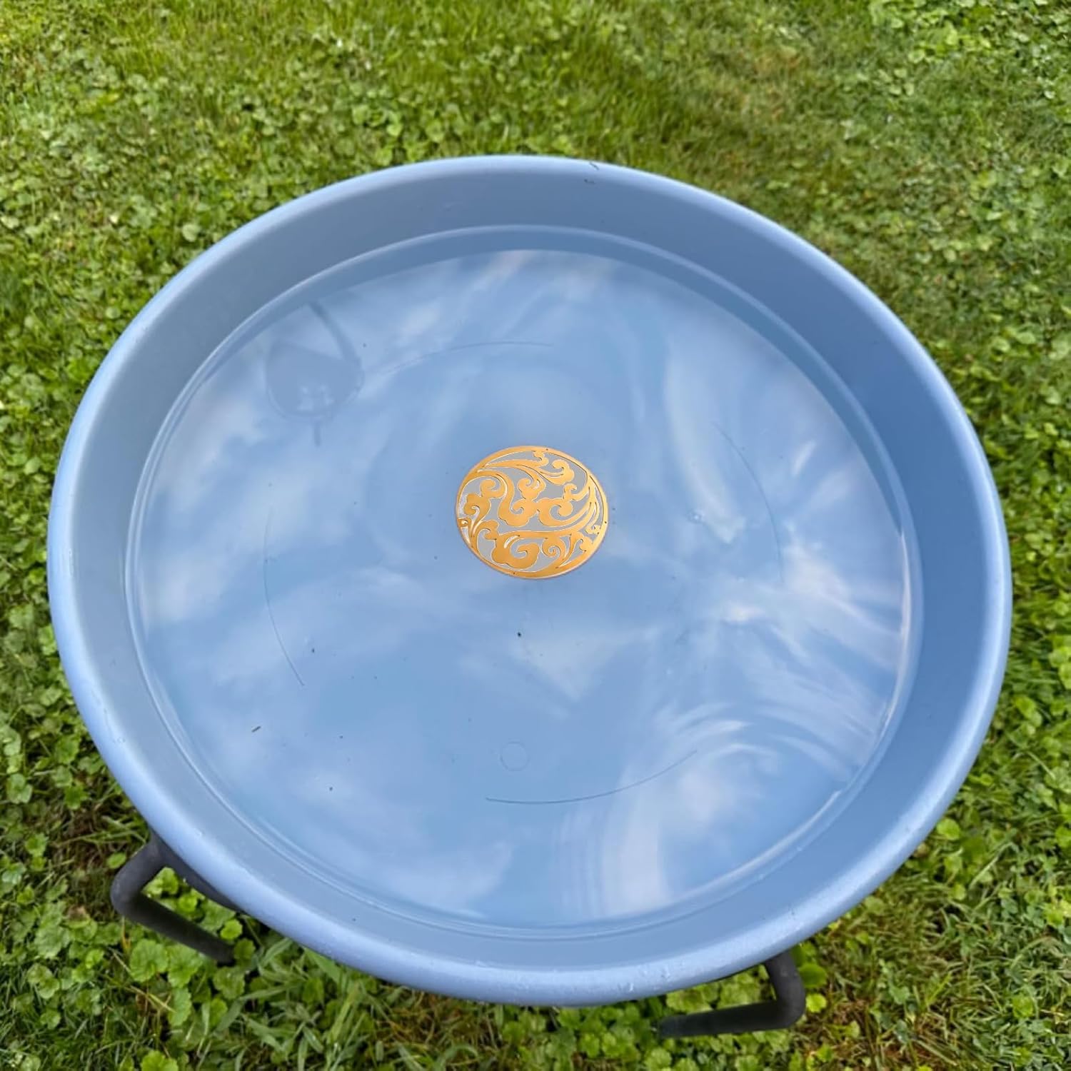 Copper Bird Bath Purification Disk, Water Wiggler for Bird Bath, Bird Bath Copper Disk, 1mm Reinforced 99% Pure Copper Cleaning Disk, Universal Fit for Outdoor Birdbaths, 4 Inch in Diameter (G)