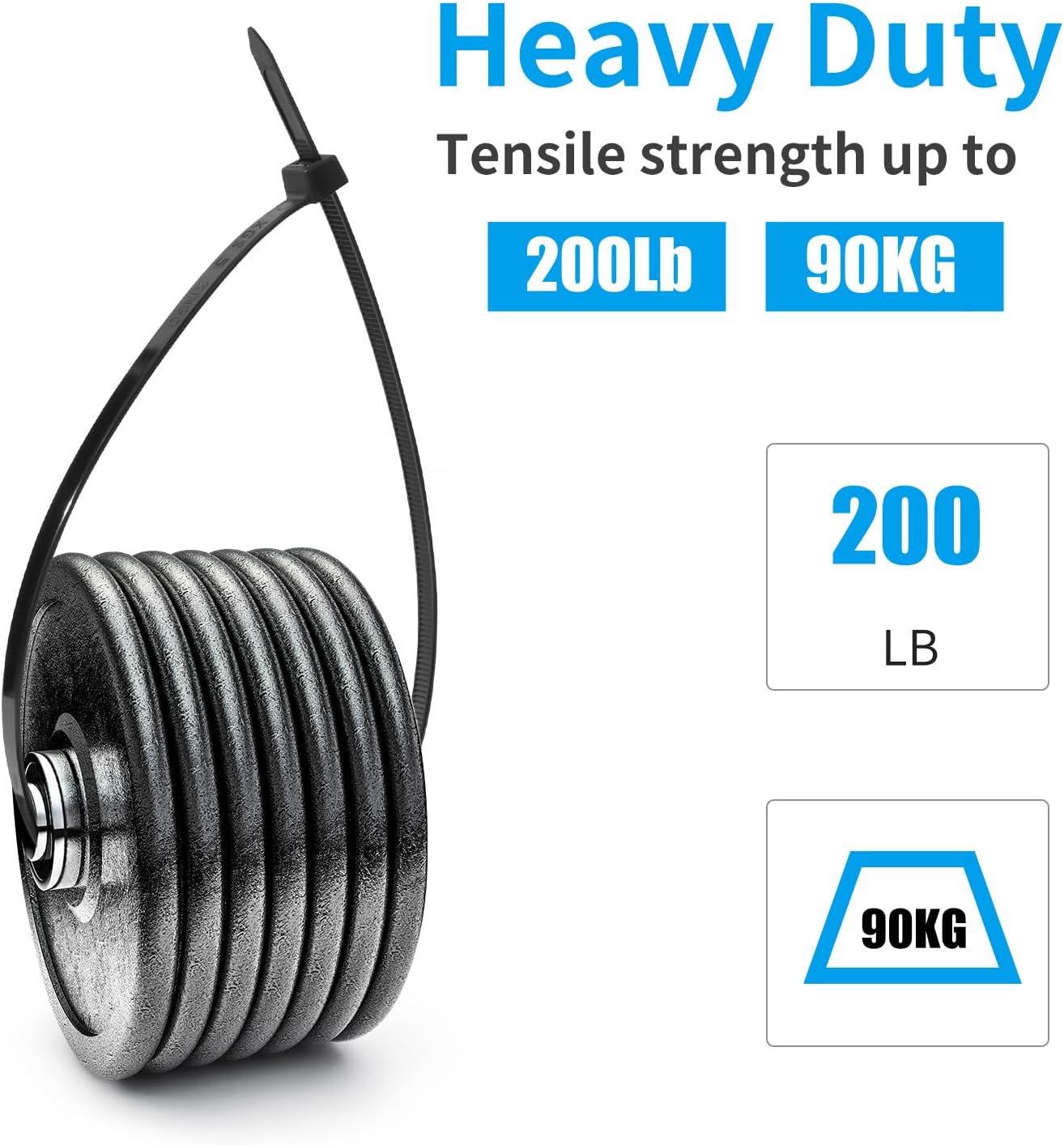 XINGO 16 inch White Zip Ties Heavy Duty 100 Pack, 200 LBS Ultra Strong Plastic Wire Ties, Large Cable Ties Extra Long Tie Wraps, Indoor and Outdoor UV Resistant