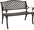 VINGLI 40.5" Patio Garden Bench,Anti- Rust Cast Iron Cast Aluminum Frame for Outdoor Path Yard Lawn Work Entryway Decor Deck (Brown)