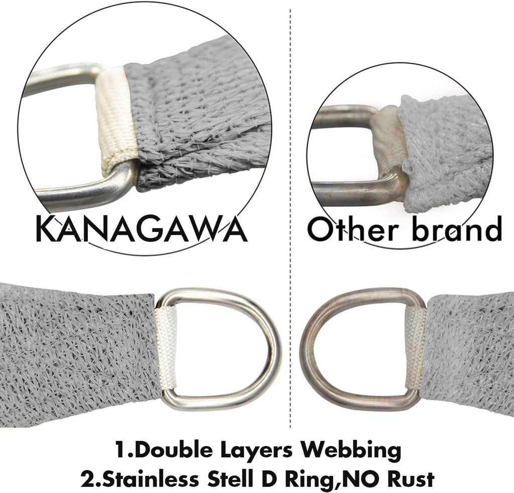 KANAGAWA Sun Shade Sail 13'x20' Gray Rectangle UV Block Canopy Awning Shelter Fabric Cloth Screen for Outdoor Patio Garden Backyard
