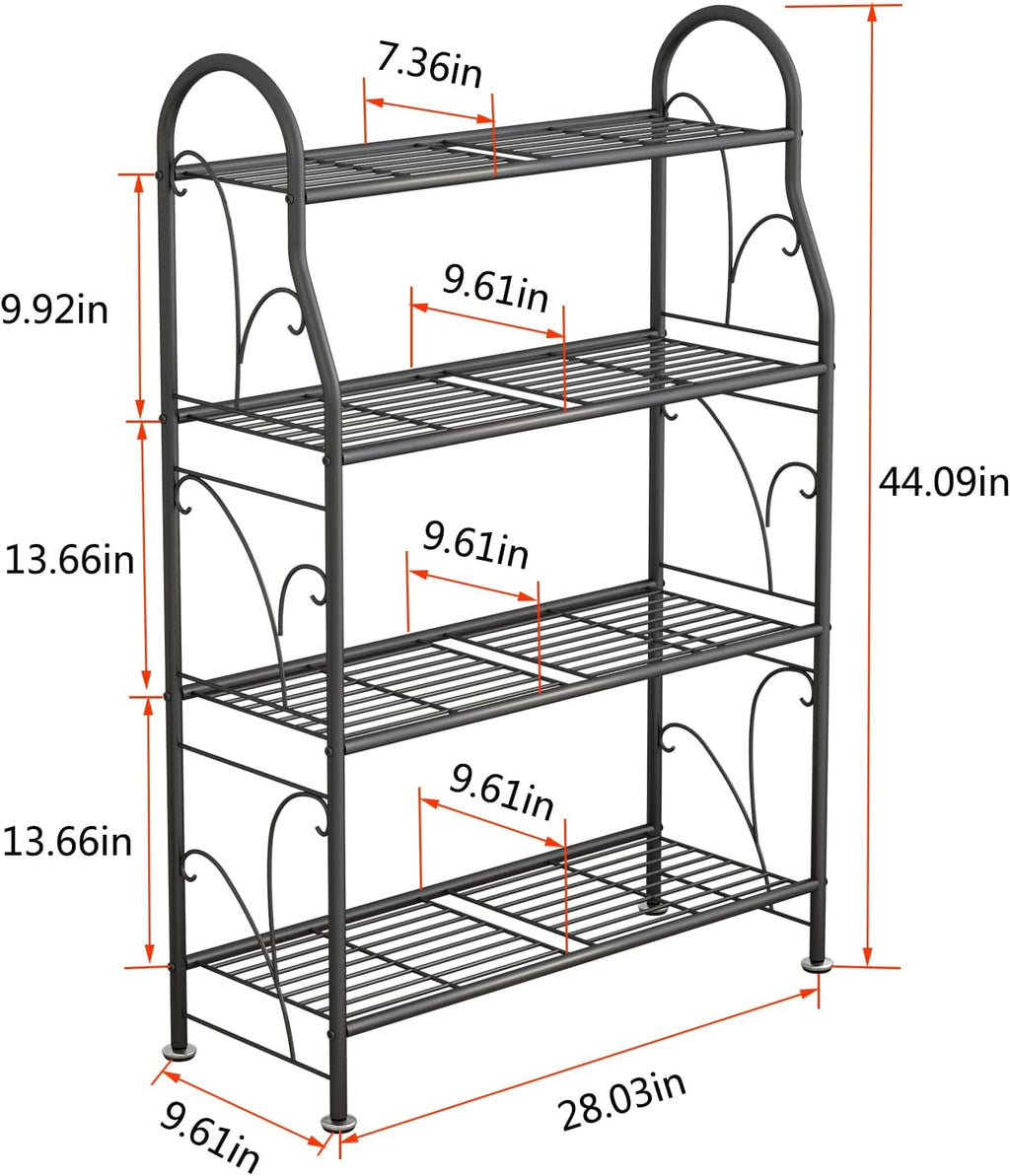 SORCEDAS Plant Stand Indoor Outdoor Plant Shelf 4 Tier Metal Corner Flower Stand Multiple Holder for Patio Garden Balcony Living Room, Dark Grey