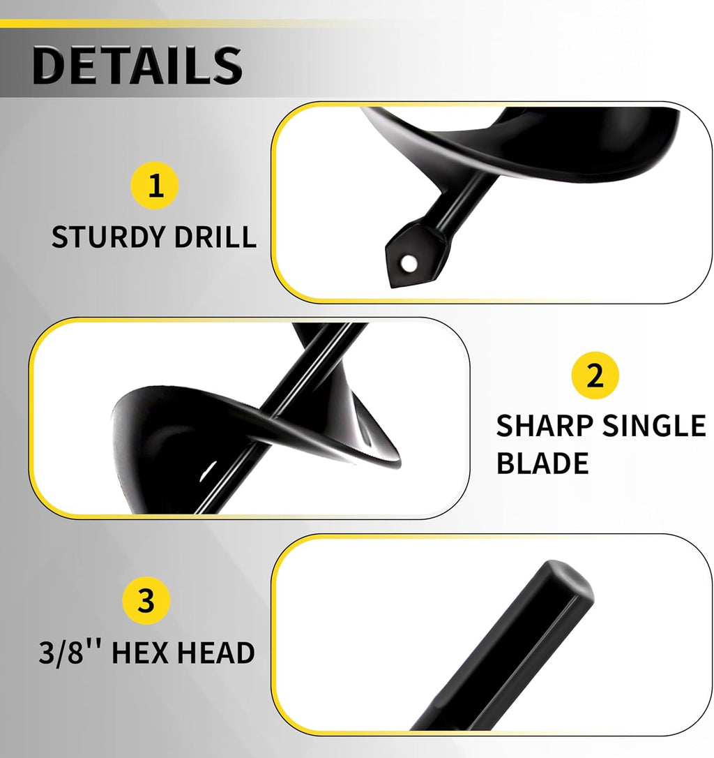 2”x32“ Auger Drill Bit for Planting, Heavy-Duty Planting Auger for Bulbs, Post Hole Digger for 3/8”Hex Drive Drill