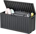 KAMABOKO Deck Box, 75 Gallon Resin Indoor and Outdoor Storage Boxes Waterproof for Garden Tools, Pool Accessories Storage Bench, Patio Furniture and Cushions with Lockable Lid, Black