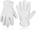 HLDD HANDLANDY Leather Work Gloves for Men & Women, Adjustable Wrist Cowhide Gardening Glove with Reinforced Palm for Driver