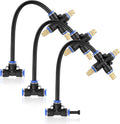 Mornajina 3Packs 3 Way Brass Misting Nozzles Tee with 9inch Built in Hose for Outdoor Cooling System, Adjustable 360° Rotation, Water Mister Nozzles Thread Sprayer 0.043" (1.1 mm)