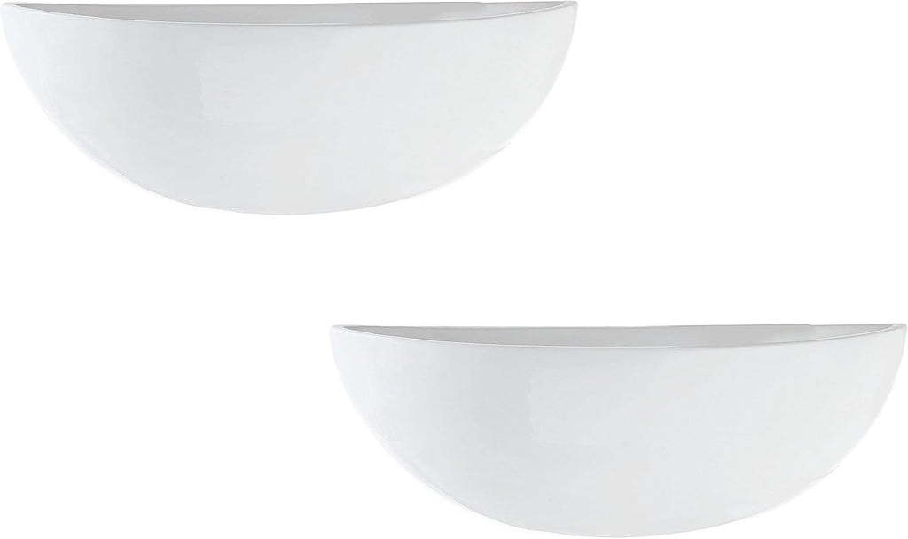 MyGift White Ceramic Wall Planters for Indoor Plants, Half Bowl Hanging Vase, Wall Mounted Succulent Planters, Set of 2