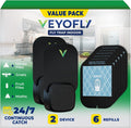 VEYOFLY Fly Trap Indoor, Fruit Fly Traps for Indoors, (2 Device + 6 Refills) Gnat Traps for House Indoor, Fly Catcher Indoor, Plug in Light Flying Insect Trap, Bug Light Killer, Fly Trap