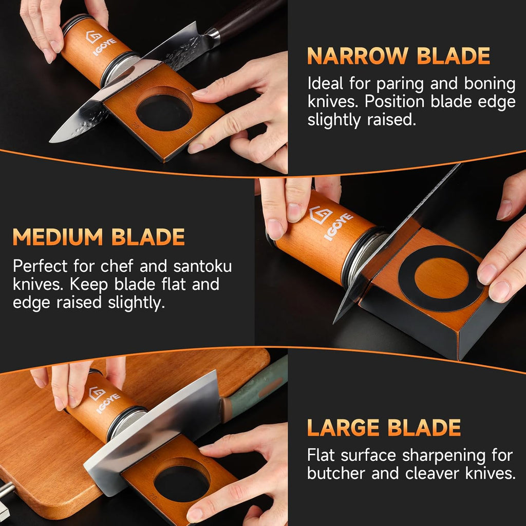 Rolling Knife Sharpener Tool Kit, Multi-Angle Diamond Roller Knife Sharpener for Kitchen Knives, Four Angles Offers 15&18& 20&22 Degree Sharpening, 4 Angle, Kitchen Gadgets & Gift