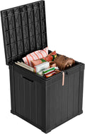 50 Gallon Resin Deck Box, Lockable Outdoor Storage Box for Patio Cushions Storage Furniture,Garden Tools, Pool Supplies, Weatherproof and UV Resistant（Black）